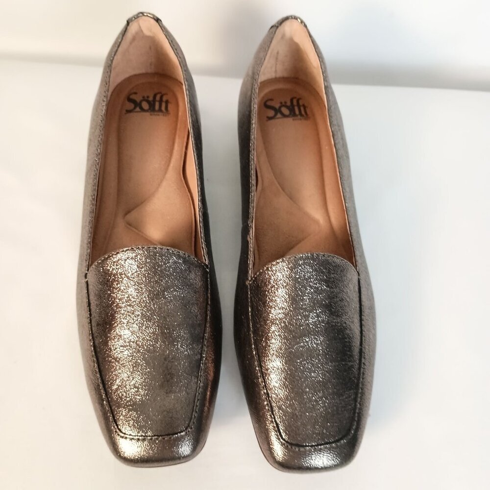 Sofft Eldyn Bronze Leather Square Toe Loafers Womens 6 NEW $130